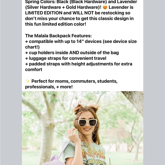 Glass Ladder Lavender Malala Backpack - Picture 10 of 15